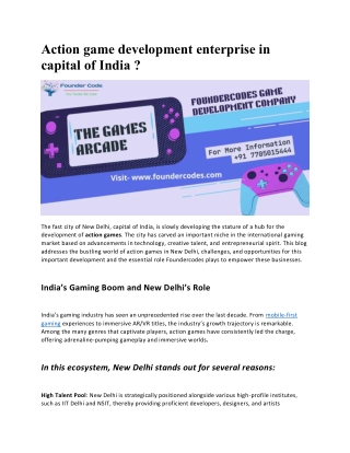 action game development enterprise in capital