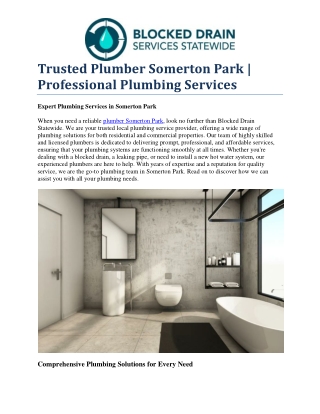 Trusted Plumber Somerton Park