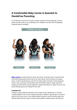 Comfortable Baby Carriers  The Key to Stress-Free Hands-Free Parenting | LittleB