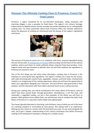 Discover The Ultimate Cooking Class In Provence, France For Food Lovers
