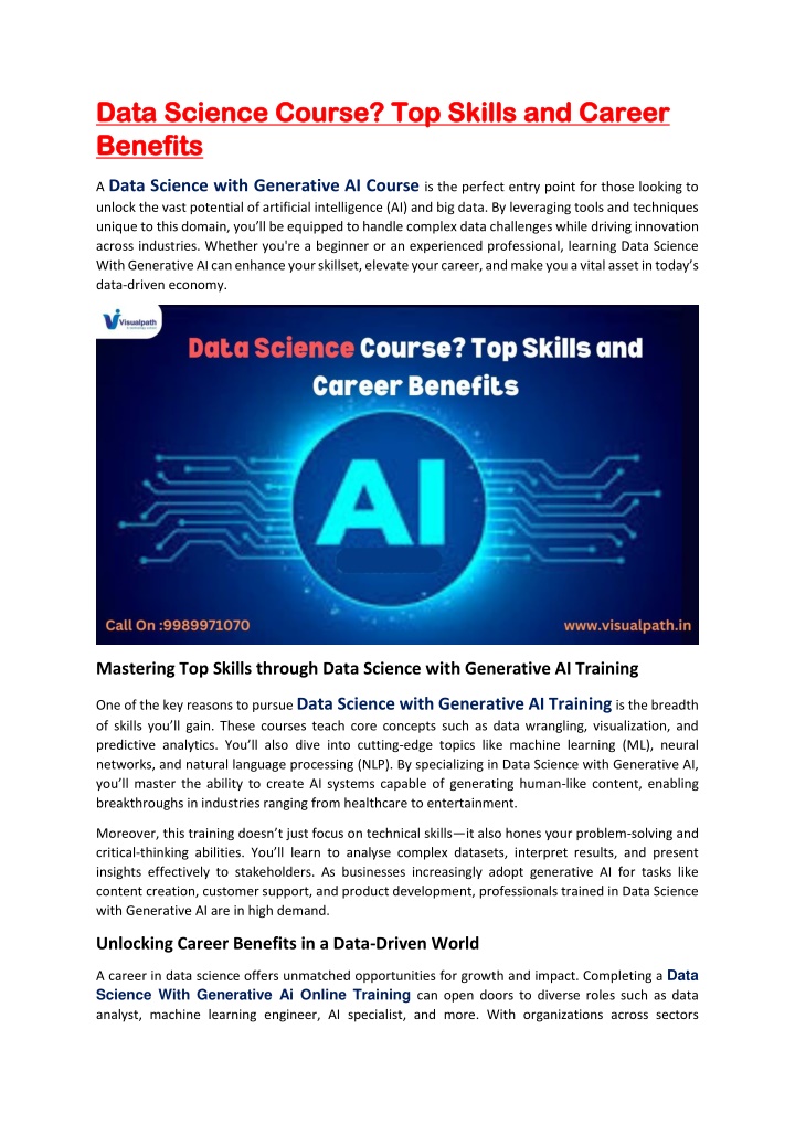 data science course top skills and career data