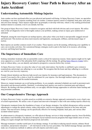 injury recovery center your path to recovery
