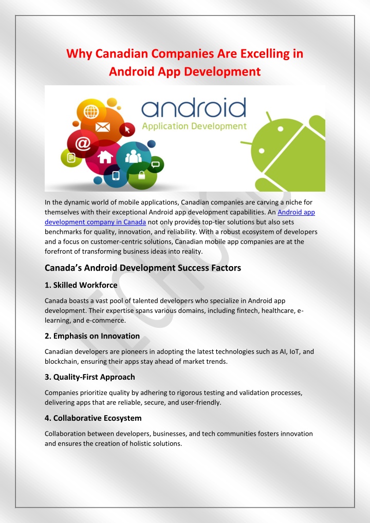 why canadian companies are excelling in android