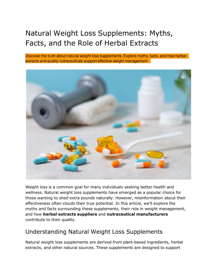 natural weight loss supplements myths facts