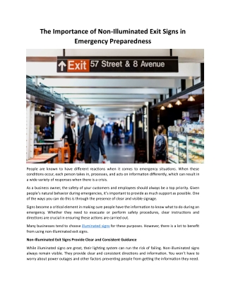 The Importance of Non-Illuminated Exit Signs in Emergency Preparedness