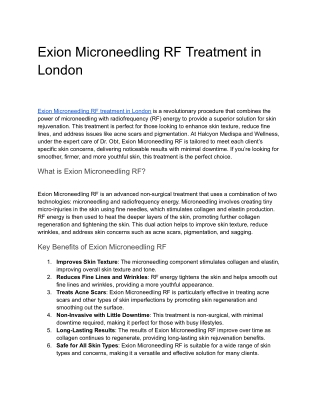 Exion Microneedling RF Treatment in London