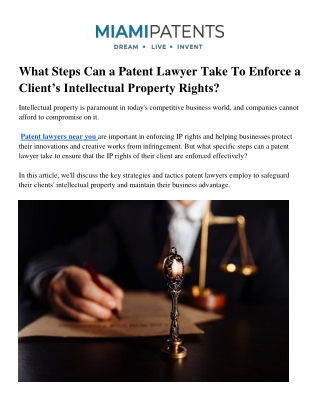 what steps can a patent lawyer take to enforce