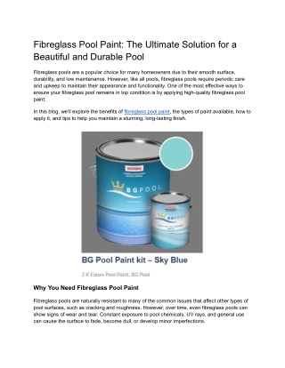 Fibreglass Pool Paint_ The Ultimate Solution for a Beautiful and Durable Pool