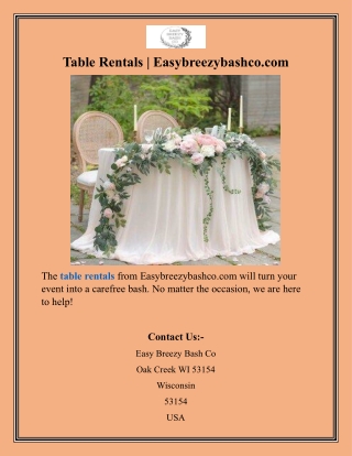 Table Rentals  Easybreezybashco.com