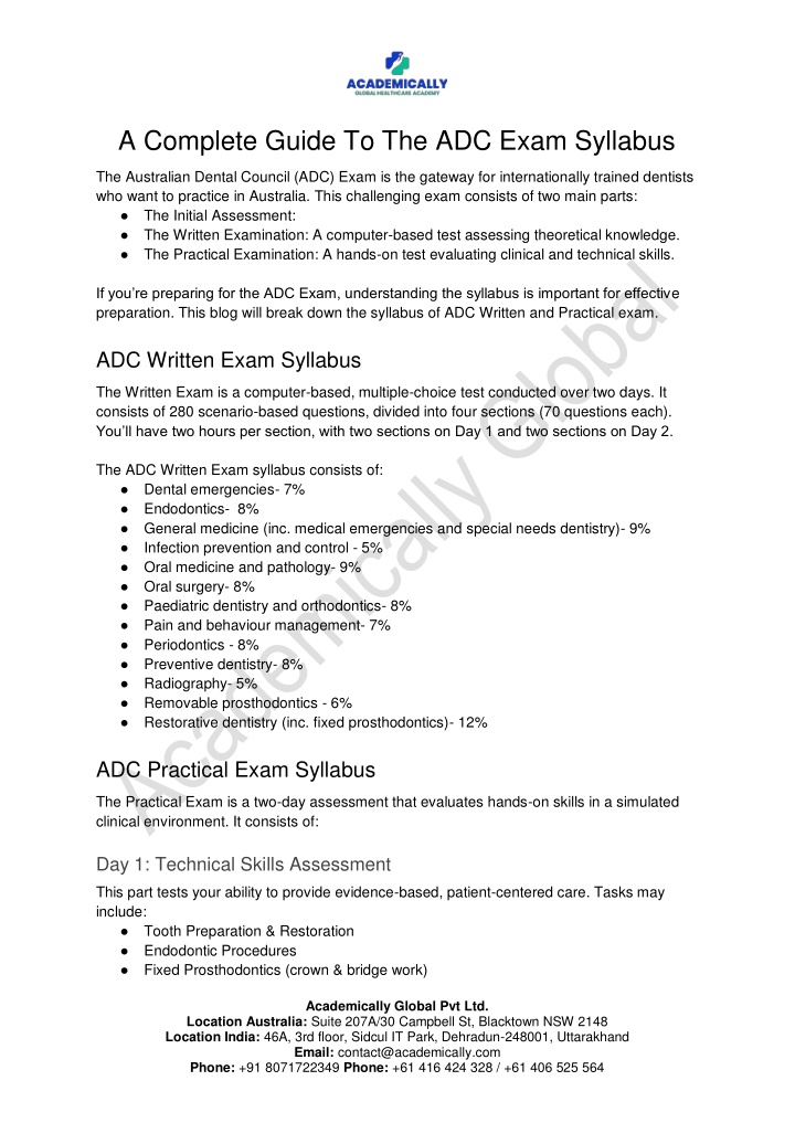 a complete guide to the adc exam syllabus