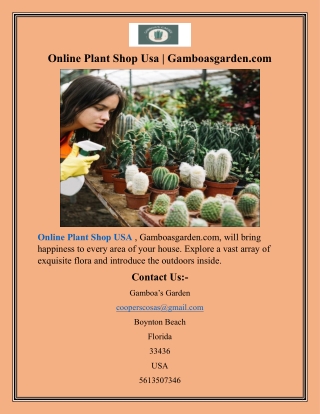 Online Plant Shop Usa  Gamboasgarden.com