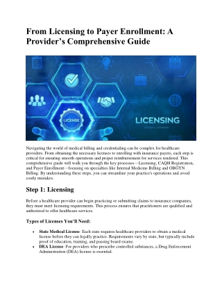 from licensing to payer enrollment a provider
