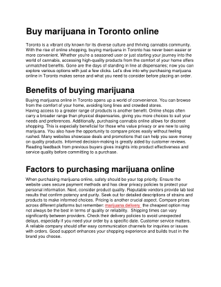 buy marijuana in Toronto online