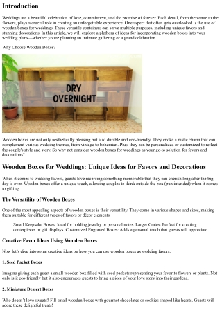 Wooden Boxes for Weddings: Unique Ideas for Favors and Decorations