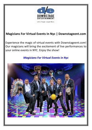 Magicians For Virtual Events In Nyc  Downstageent.com