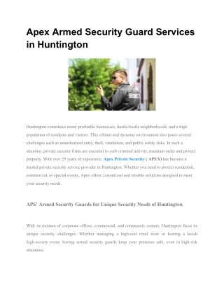 Apex Armed Security Guard Services in Huntington