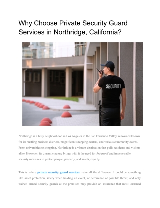 Why Choose Private Security Guard Services in Northridge, California