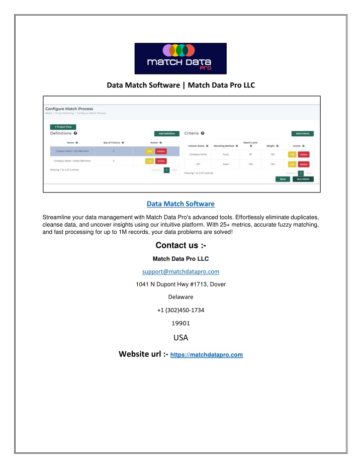 data match software match data pro llc
