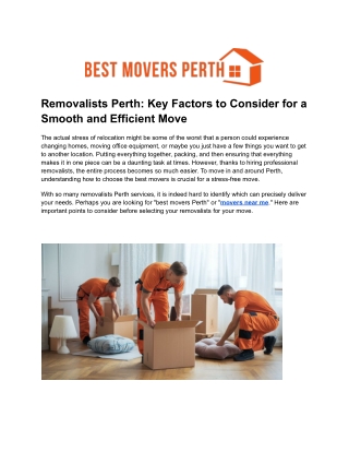 removalists perth key factors to consider