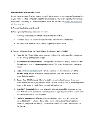 How to Connect a Wireless HP Printer
