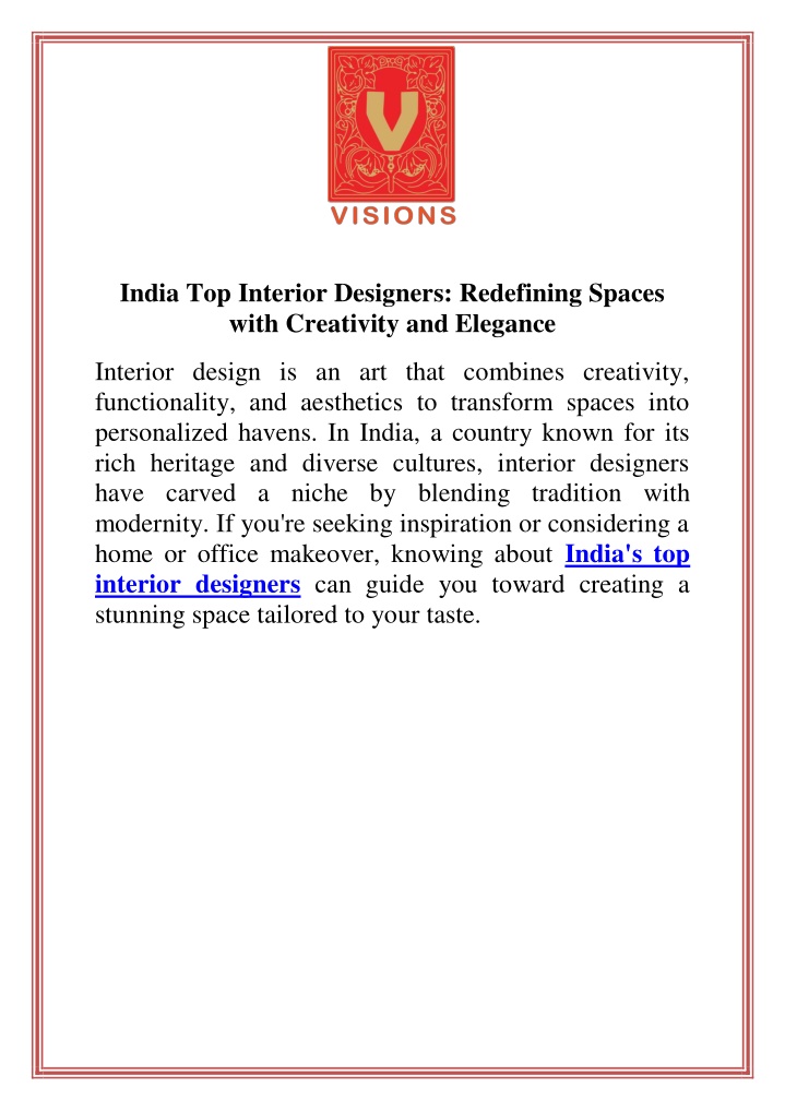 india top interior designers redefining spaces