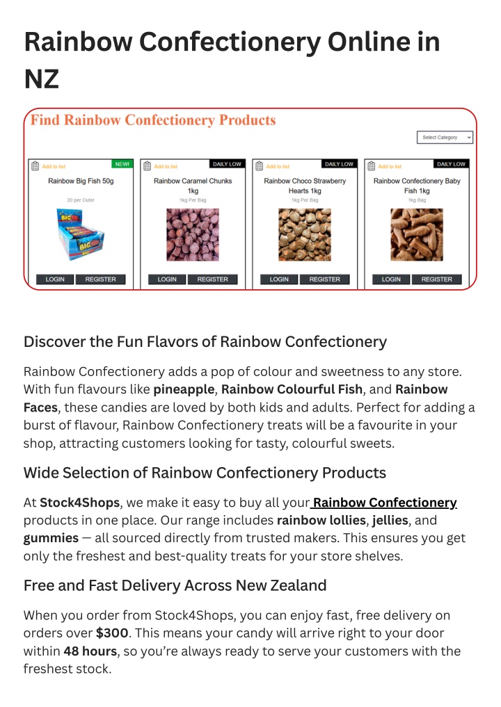 rainbow confectionery online in nz