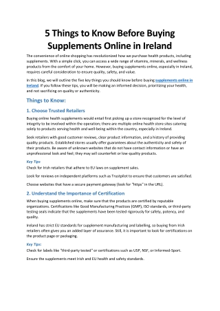 5 Things to Know Before Buying Supplements Online in Ireland
