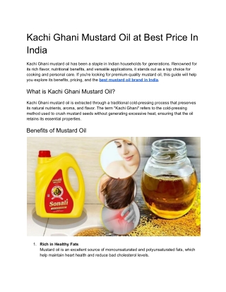 Kachi Ghani Mustard Oil at Best Price In India