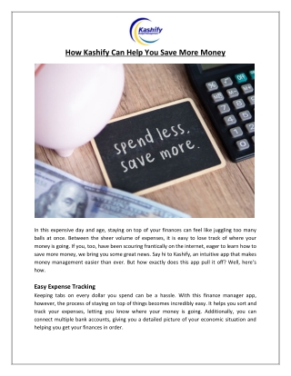 how kashify can help you save more money