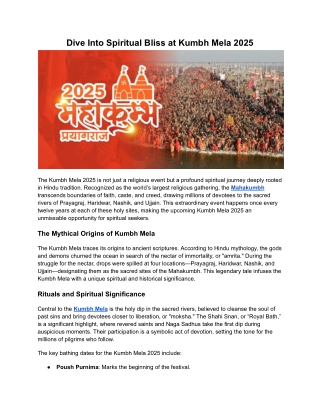 Embrace Spiritual Awakening at Kumbh Mela 2025