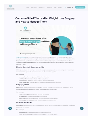 Common Side Effects after Weight Loss Surgery and How to Manage Them