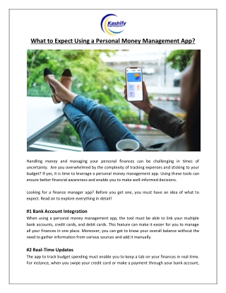 what to expect using a personal money management
