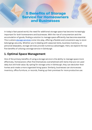 5 Benefits of Storage Service for Homeowners and Businesses