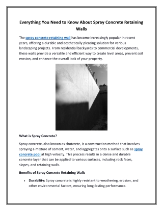 Everything You Need to Know About Spray Concrete Retaining Walls