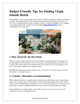 Budget-Friendly Tips for Finding Virgin Islands Hotels