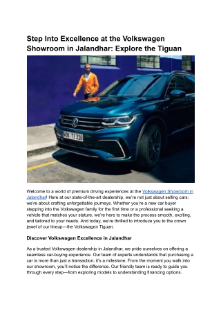 Step Into Excellence at the Volkswagen Showroom in Jalandhar_ Explore the Tiguan