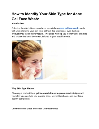 How to Identify Your Skin Type for Acne Gel Face Wash
