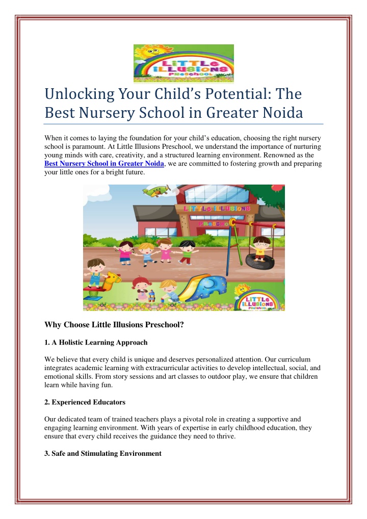 unlocking your child s potential the best nursery