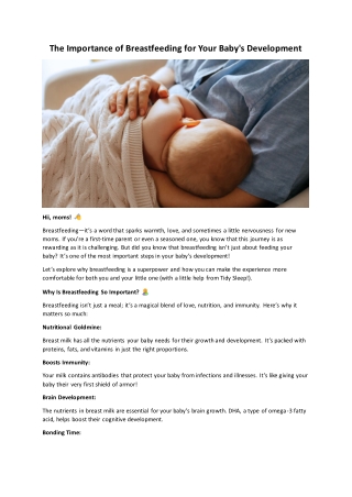 the importance of breastfeeding for your baby