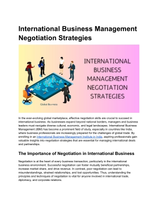 International Business Management Negotiation Strategies