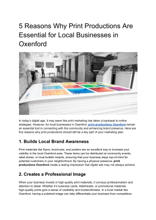 5 Reasons Why Print Productions Are Essential for Local Businesses in Oxenford