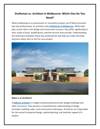 draftsman vs architect in melbourne which