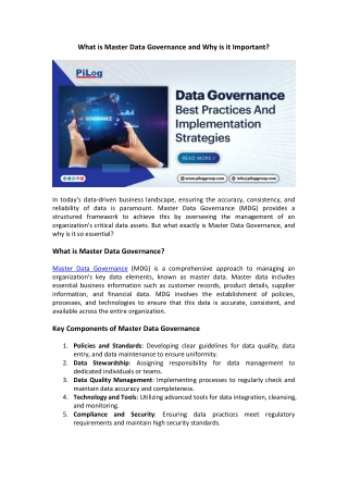 What is Master Data Governance Why it is important