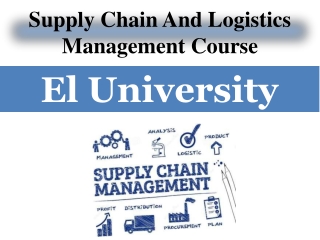 Supply Chain And Logistics Management Course