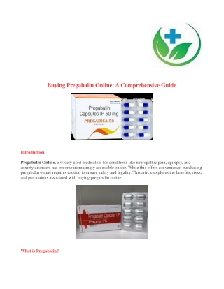 Buying Pregabalin Online A Comprehensive Guide