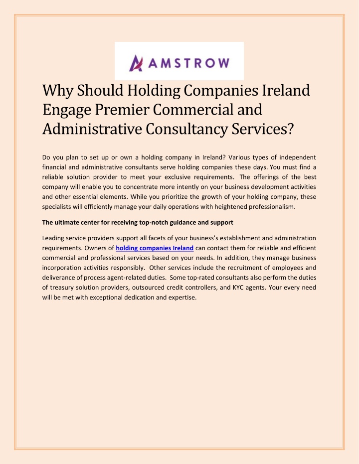 why should holding companies ireland engage