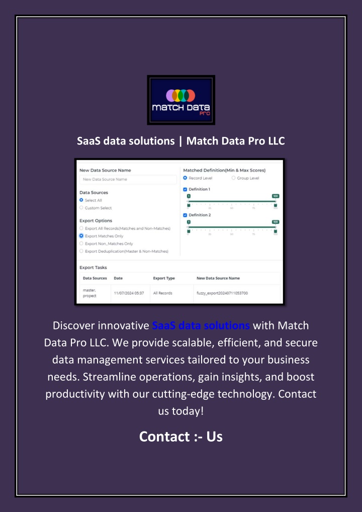 saas data solutions match data pro llc