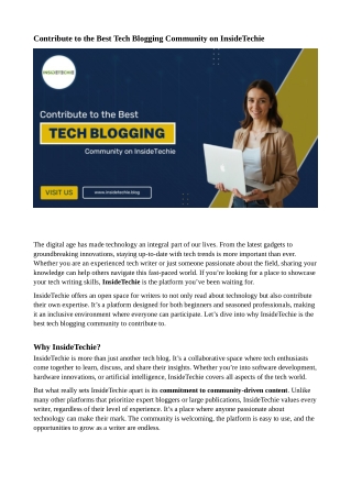 Contribute to the Best Tech Blogging Community on InsideTechie