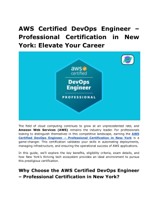 aws certified devops engineer professional