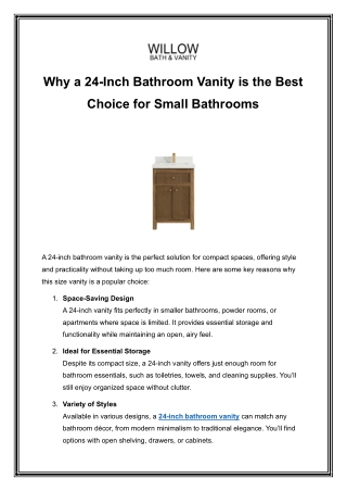 Why a 24 Inch Bathroom Vanity is the Best Choice for Small Bathrooms